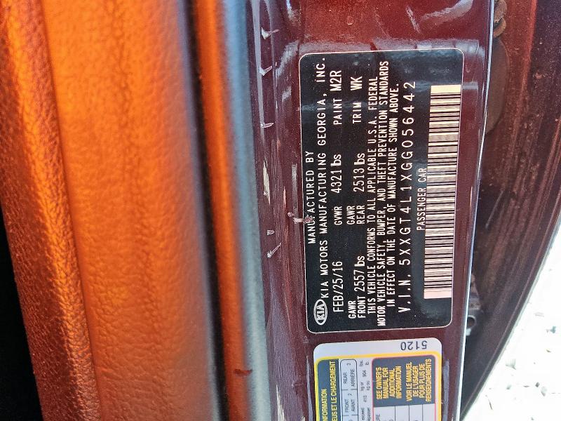 5XXGT4L1XGG056442 - 2016 KIA OPTIMA LX PURPLE photo 12