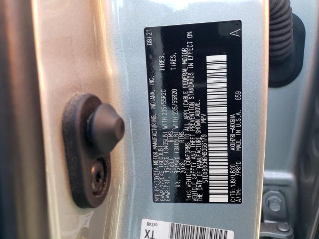 5TDXBRCH6MS066179 - 2021 TOYOTA HIGHLANDER HYBRID LIMITED SILVER photo 12