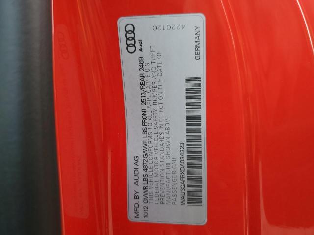 WAU3GAFRXDA034223 - 2013 AUDI S5 PRESTIGE RED photo 12