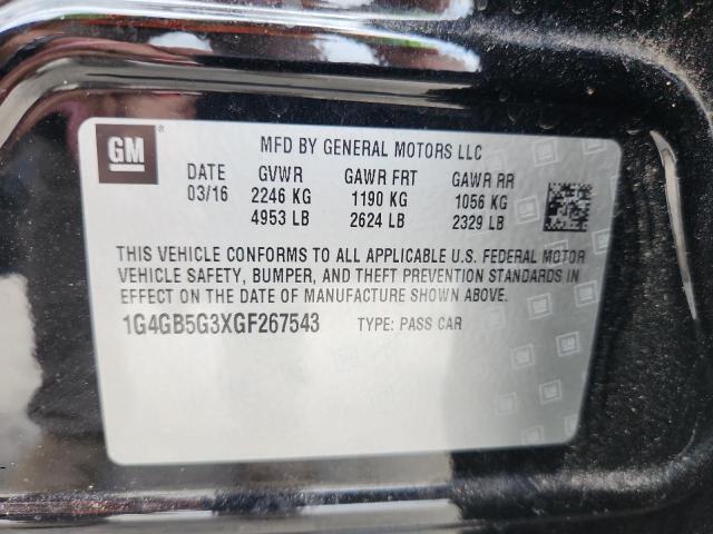 1G4GB5G3XGF267543 - 2016 BUICK LACROSSE BLACK photo 13