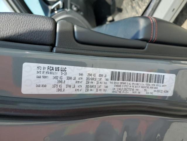 1C4RJFLG5KC775749 - 2019 JEEP GRAND CHER TRAILHAWK Մոխրագույն լուսանկար 13