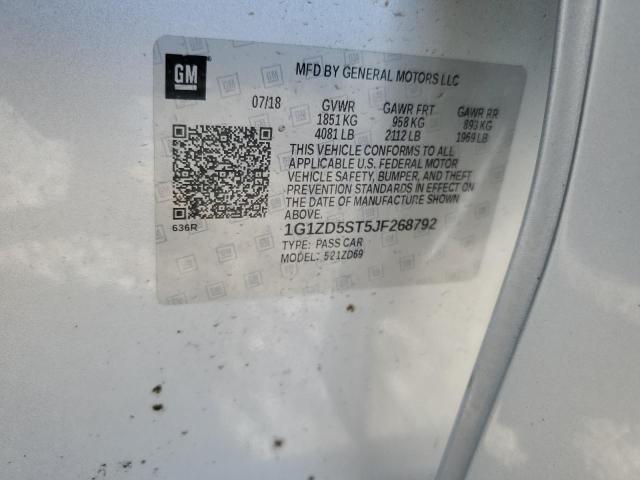 1G1ZD5ST5JF268792 - 2018 CHEVROLET MALIBU LT Srebrny zdjęcie 12