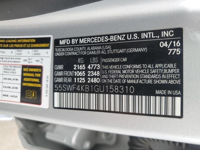 55SWF4KB1GU158310 - 2016 MERCEDES-BENZ C 300 4MATIC SILVER photo 12