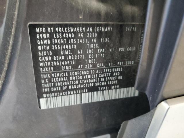 WVGBV3AX0DW618148 - 2013 VOLKSWAGEN TIGUAN S GRAY photo 14