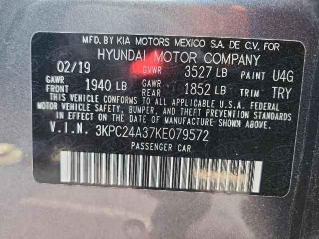 3KPC24A37KE079572 - 2019 HYUNDAI ACCENT SE رمادي صورة 13