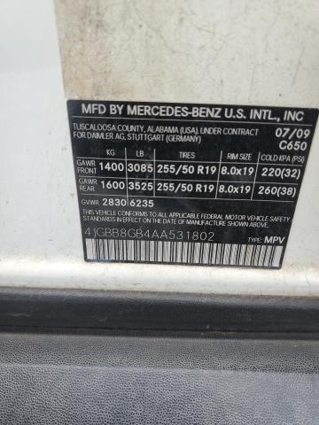 4JGBB8GB4AA531802 - 2010 MERCEDES-BENZ ML 350 4MATIC WHITE photo 13