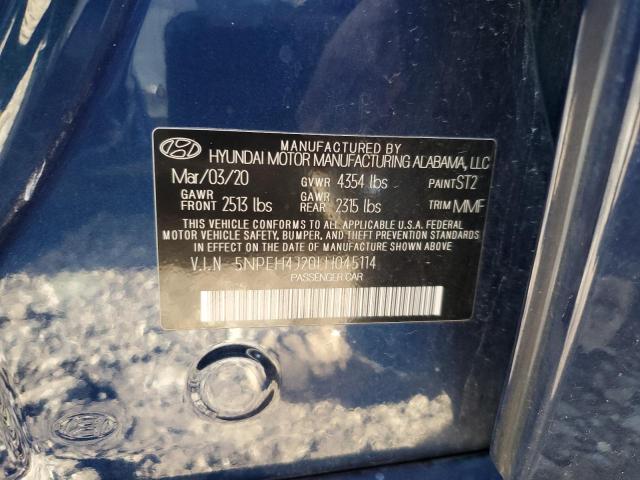 5NPEH4J20LH045114 - 2020 HYUNDAI SONATA LIMITED BLUE photo 12