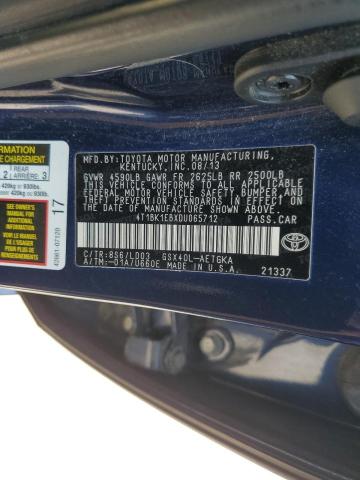 4T1BK1EBXDU065712 - 2013 TOYOTA AVALON BASE Bleu photo 12