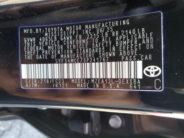 5YFS4MCE7SP241767 - 2025 TOYOTA COROLLA SE أسود صورة 13