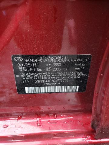 5NPDH4AE2GH772766 - 2016 HYUNDAI ELANTRA SE RED photo 13