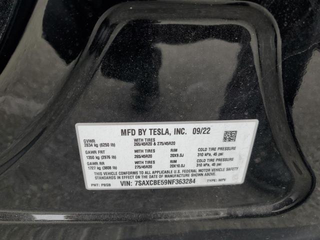 7SAXCBE59NF363284 - 2022 TESLA MODEL X BLACK photo 14