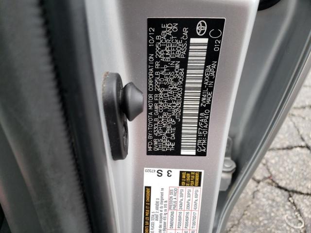 JTDZN3EU9D3190584 - 2013 TOYOTA PRIUS V SILVER photo 12