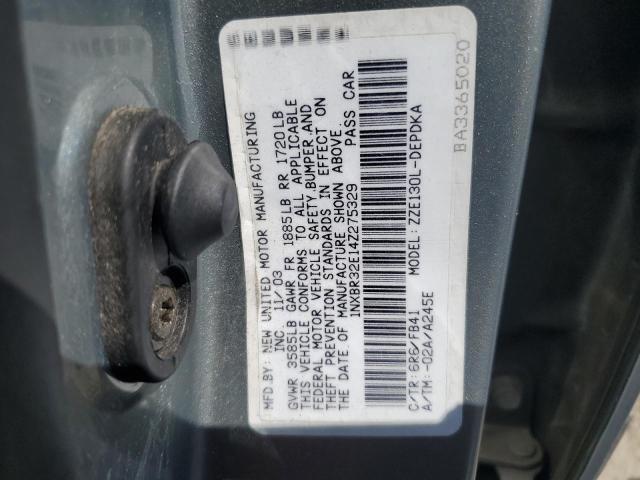 1NXBR32E14Z275329 - 2004 TOYOTA COROLLA CE TEAL photo 12