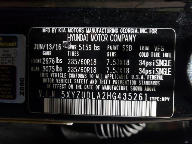 5XYZUDLA2HG435261 - 2017 HYUNDAI SANTA FE SPORT BLACK photo 14