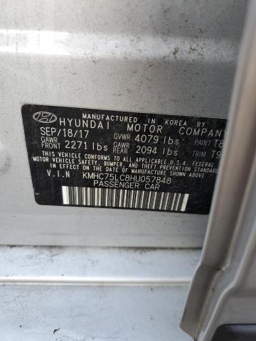 KMHC75LC8HU057848 - 2017 HYUNDAI IONIQ SEL SILVER photo 12