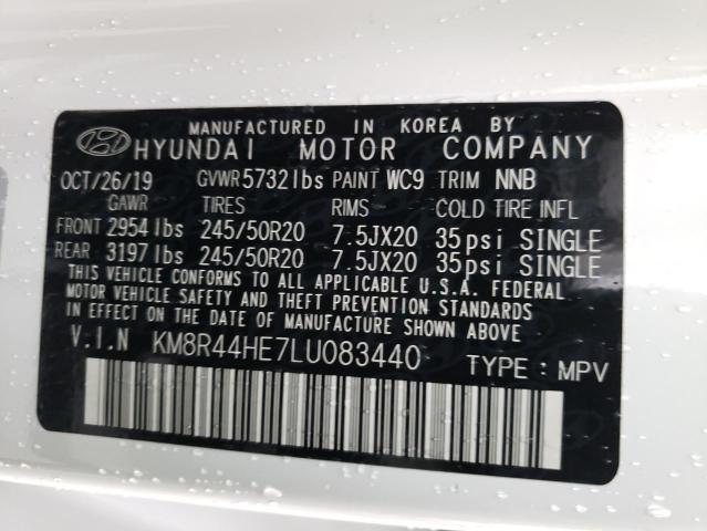 KM8R44HE7LU083440 - 2020 HYUNDAI PALISADE SEL WHITE photo 12