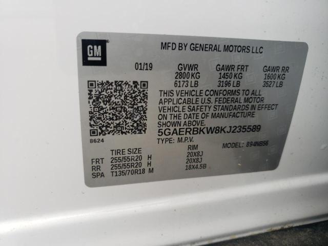 5GAERBKW8KJ235589 - 2019 BUICK ENCLAVE ESSENCE Ақ фото 13