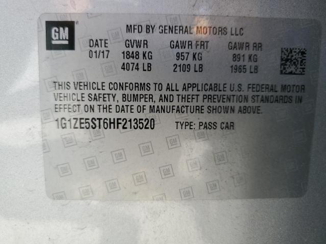 1G1ZE5ST6HF213520 - 2017 CHEVROLET MALIBU LT SILVER photo 13