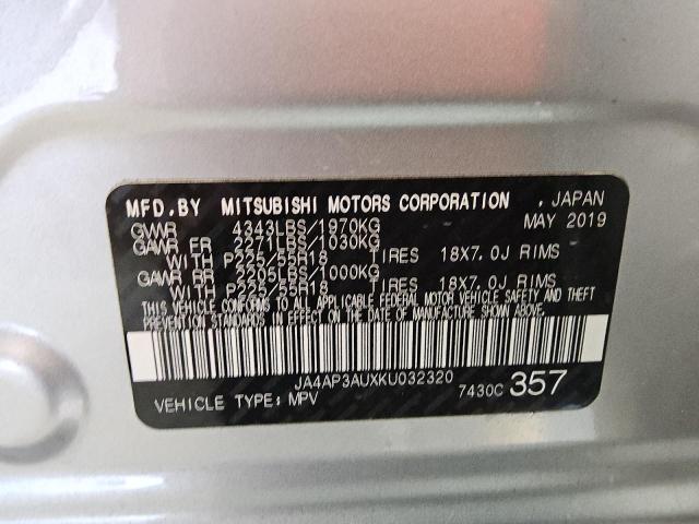 JA4AP3AUXKU032320 - 2019 MITSUBISHI OUTLANDER ES فضي صورة 13