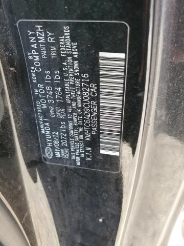 KMHTC6AD9CU082716 - 2012 HYUNDAI VELOSTER BLACK photo 12