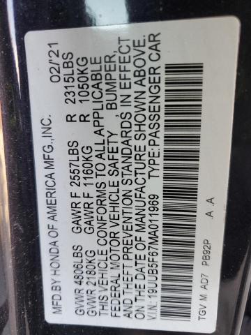 19UUB5F67MA011969 - 2021 ACURA TLX ADVANCE PURPLE photo 12