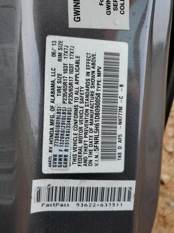 5FNRL5H61DB090058 - 2013 HONDA ODYSSEY EXL GRAY photo 13
