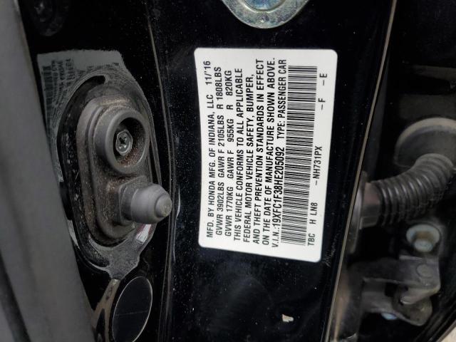 19XFC1F38HE205092 - 2017 HONDA CIVIC EX BLACK photo 12