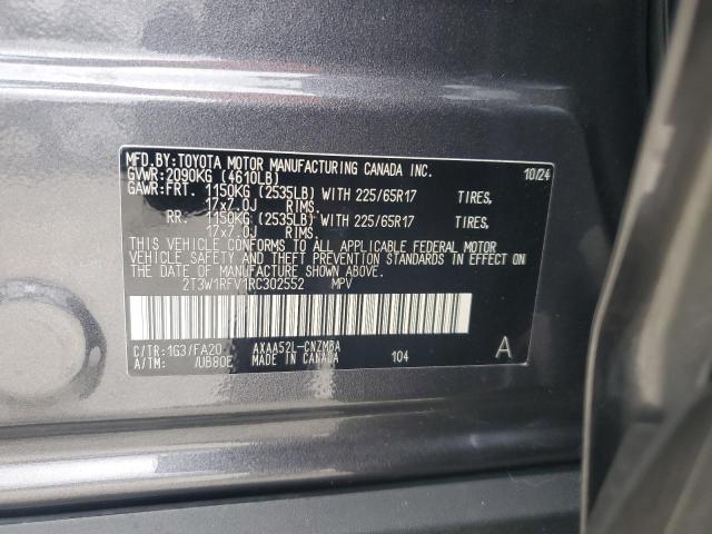 2T3W1RFV1RC302552 - 2024 TOYOTA RAV4 XLE CHARCOAL photo 13