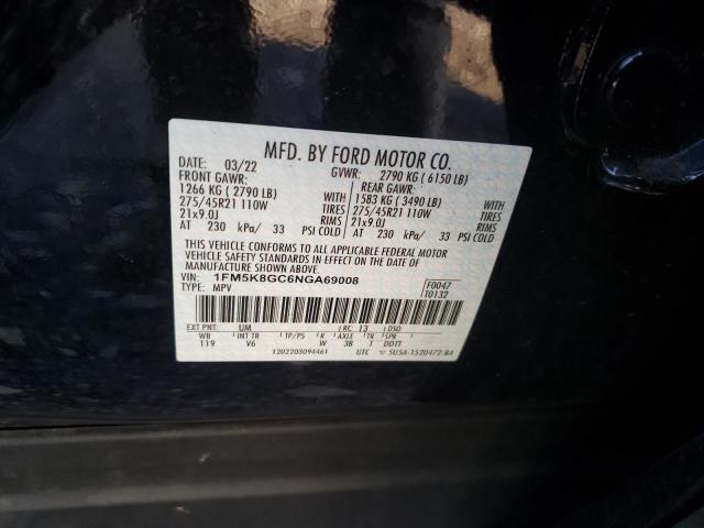 1FM5K8GC6NGA69008 - 2022 FORD EXPLORER ST BLACK photo 13