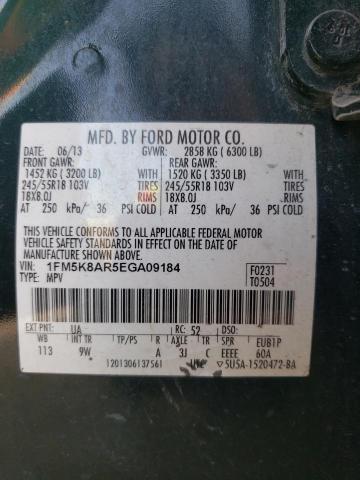 1FM5K8AR5EGA09184 - 2014 FORD EXPLORER POLICE INTERCEPTOR 黑色 照片 13