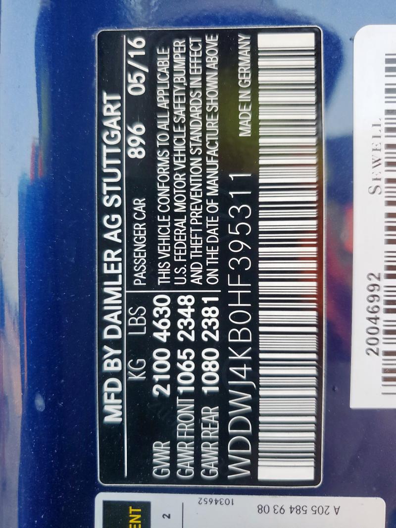 WDDWJ4KB0HF395311 - 2017 MERCEDES-BENZ C 300 4MATIC BLUE photo 14