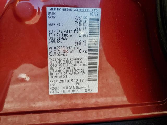 5N1AT2MT7JC842373 - 2018 NISSAN ROGUE S 红色 照片 13