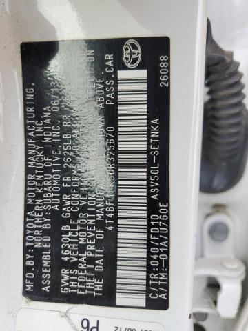 4T4BF1FK5DR325670 - 2013 TOYOTA CAMRY L WHITE photo 12
