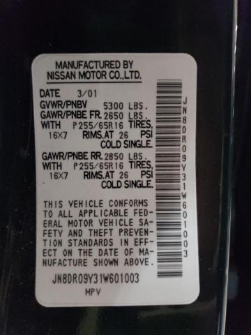 JN8DR09Y31W601003 - 2001 NISSAN PATHFINDER LE 绿色 照片 13