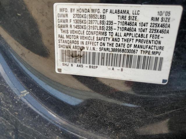 5FNRL38896B030067 - 2006 HONDA ODYSSEY TOURING BLACK photo 13