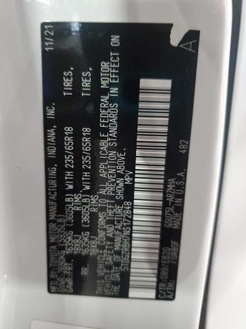 5TDGZRBH7NS172848 - 2022 TOYOTA HIGHLANDER XLE Blanc photo 13