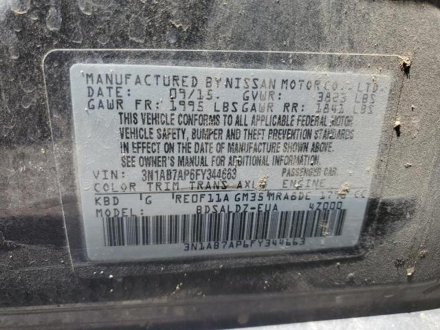 3N1AB7AP6FY344663 - 2015 NISSAN SENTRA S CHARCOAL photo 12