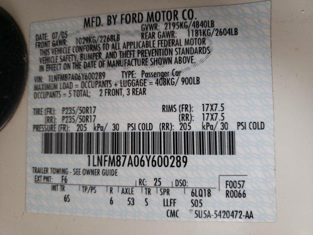 1LNFM87A06Y600289 - 2006 LINCOLN LS 白色 照片 12