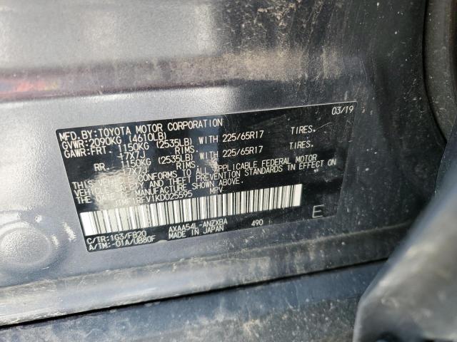 JTMF1RFV1KD025595 - 2019 TOYOTA RAV4 LE Գրաֆիտ լուսանկար 14