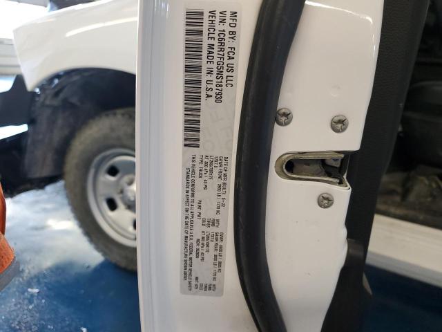 1C6RR7FG5NS187930 - 2022 RAM 1500 CLASS TRADESMAN 白色 照片 12