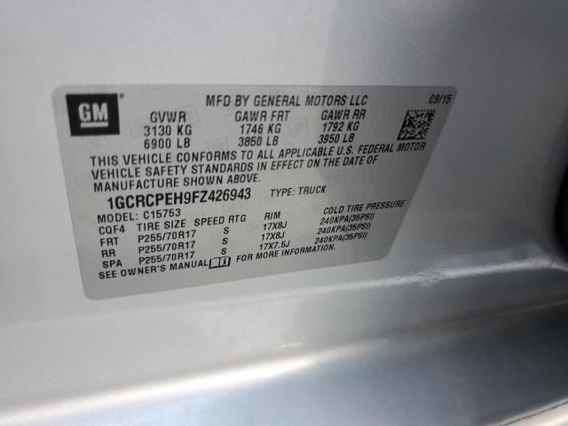 1GCRCPEH9FZ426943 - 2015 CHEVROLET SILVERADO C1500 银色 照片 12