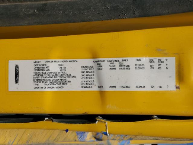 3AKJHHDR5RSUN1292 - 2024 FREIGHTLINER CASCADIA 1 YELLOW photo 10