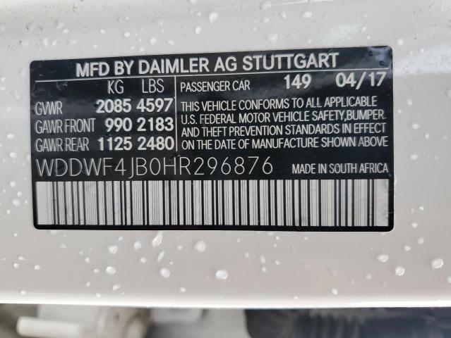 WDDWF4JB0HR296876 - 2017 MERCEDES-BENZ C 300 WHITE photo 13