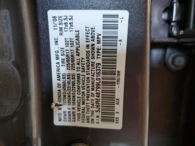 5J6RE48799L016379 - 2009 HONDA CR-V EXL GRAY photo 13