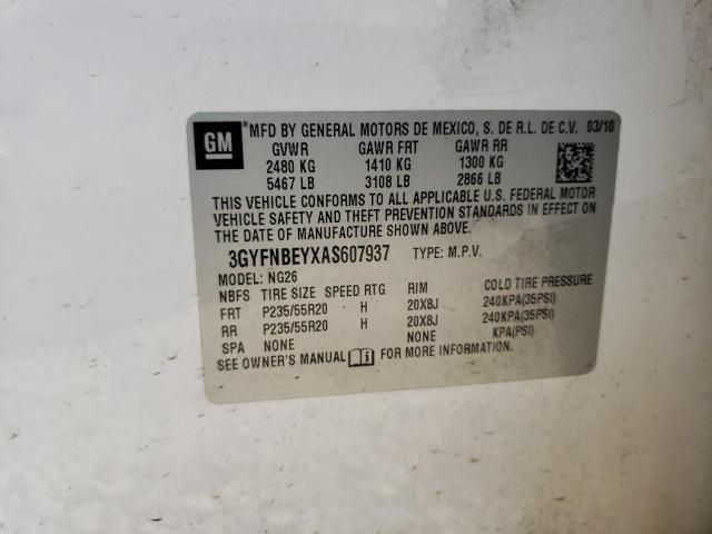 3GYFNBEYXAS607937 - 2010 CADILLAC SRX PERFORMANCE COLLECTION Ақ фото 13