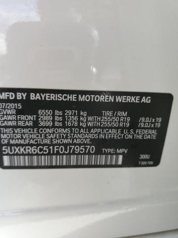 5UXKR6C51F0J79570 - 2015 BMW X5 XDRIVE50I WHITE photo 12