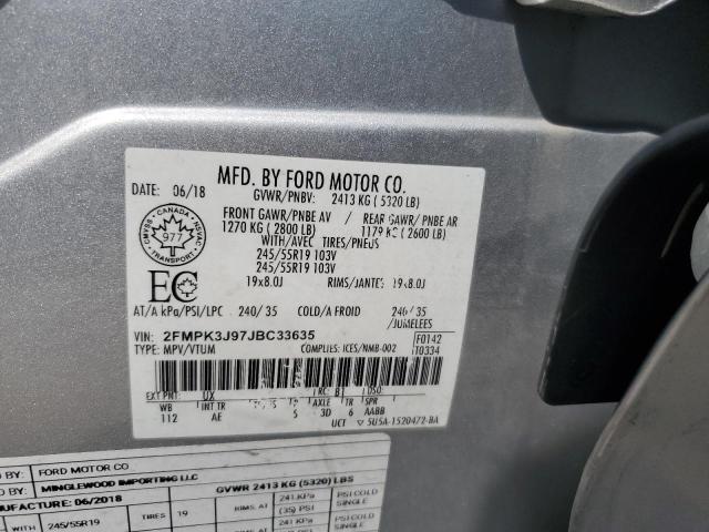 2FMPK3J97JBC33635 - 2018 FORD EDGE SEL Gümüş fotoğraf 14