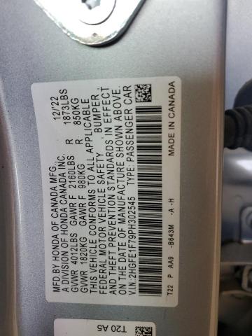 2HGFE1F79PH302545 - 2023 HONDA CIVIC EX Көк фото 12