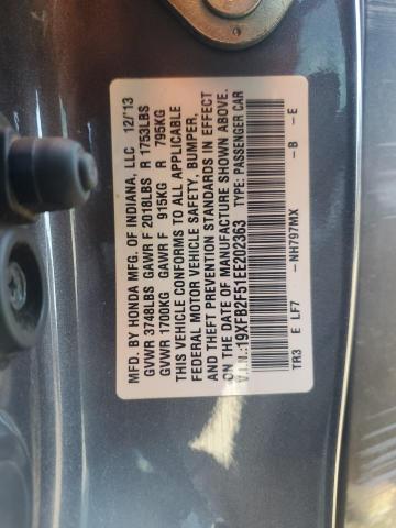 19XFB2F51EE202363 - 2014 HONDA CIVIC LX GRAY photo 12