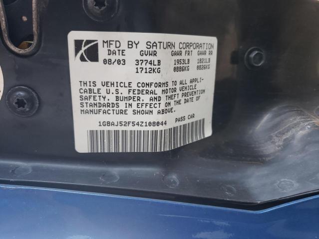 1G8AJ52F54Z108044 - 2004 SATURN ION LEVEL 2 BLUE photo 12